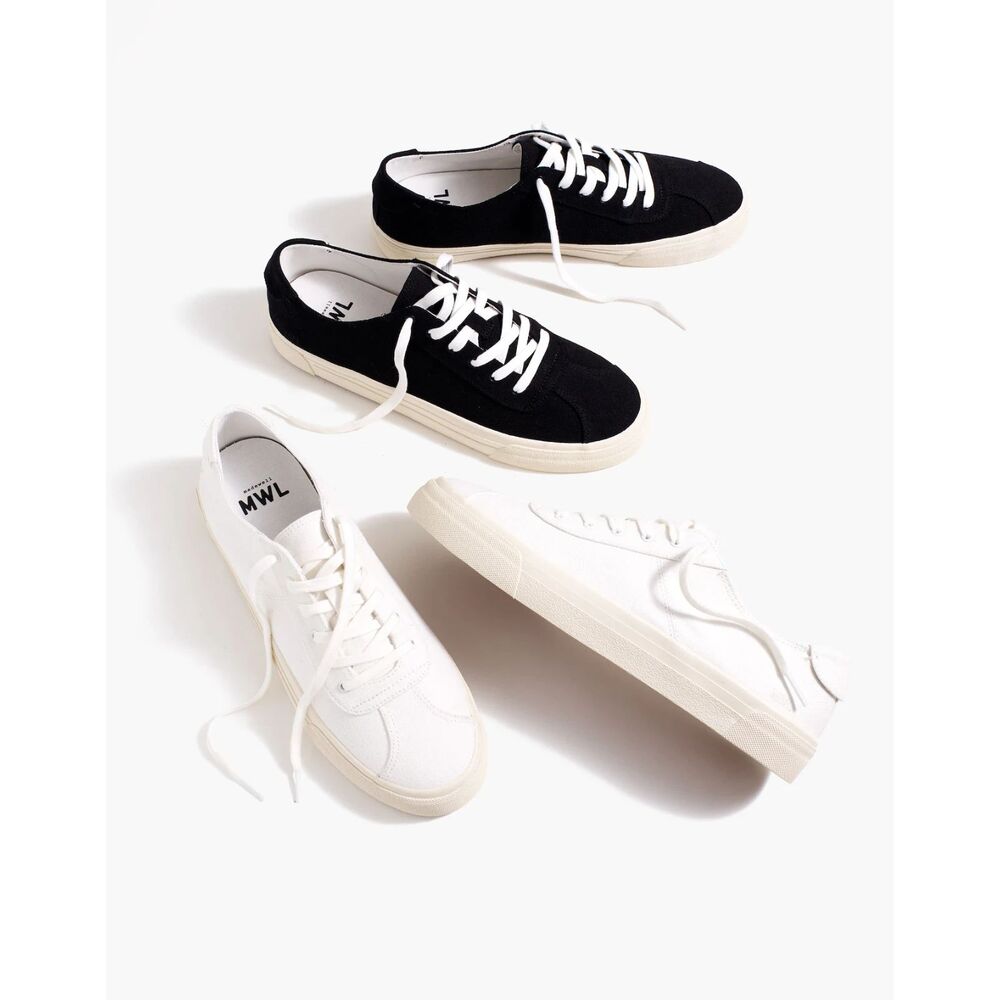 Madewell Sidewalk Low-Top Sneakers in (Re)sourced Canvas W9.5/M8 Color Black